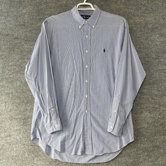POLO BY RALPH LAUREN Men’s Navy Gingham Long Sleeve Button Down Shirt Size Large - Picture 2 of 5